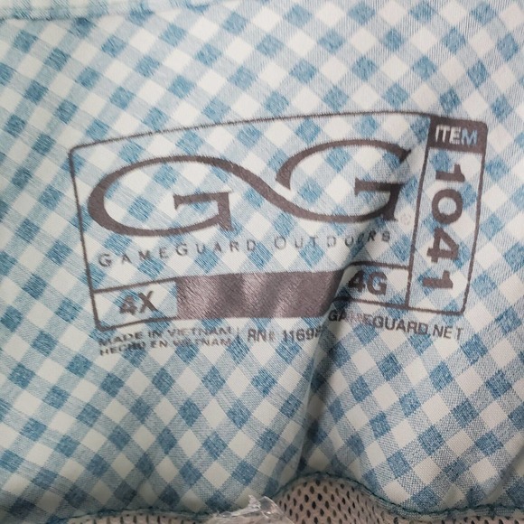 Game Guard Outdoors Fishing Shirt Mens 4X Blue Gingham Short Sleeve Vented - Picture 7 of 10